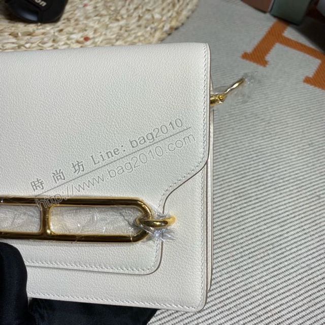 HERMES女包 豬鼻子包 Roulis Evercolor皮 奶昔白 愛馬仕百搭款單肩包 愛馬仕斜挎背包  Ama1694
